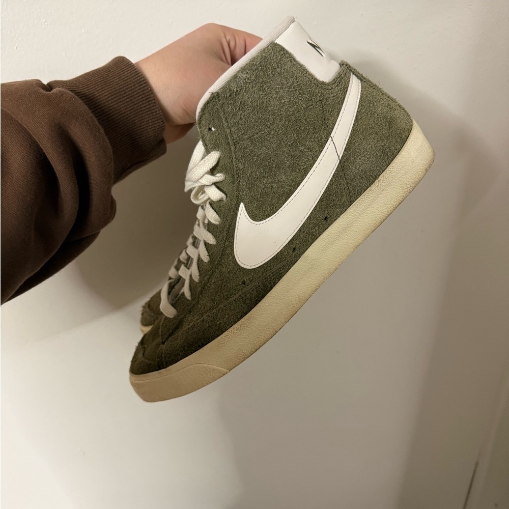 Nike Olive High-Top Sneakers with White Swoosh